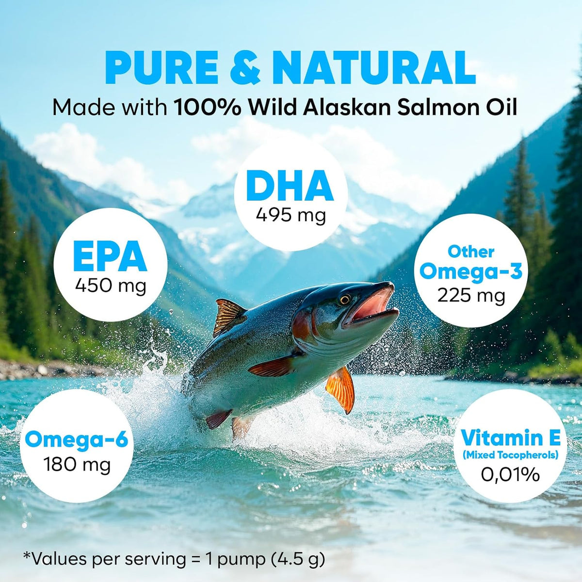 HEAPETS salmon oil nutritional facts and ingredient label on the back