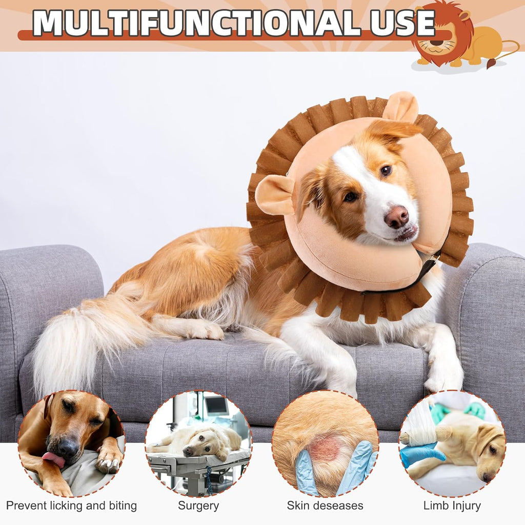 KOOLTAIL dog cone alternative after surgery inflated and laid flat