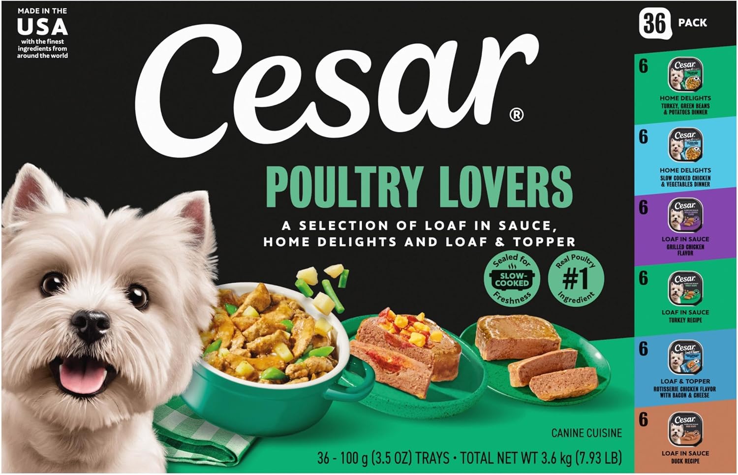 Cesar Adult Wet Dog Food Steak Lovers Variety Pack with Real Meat, 3.5 oz. Easy Peel Trays, 36 Count (Pack of 1) - Image 15