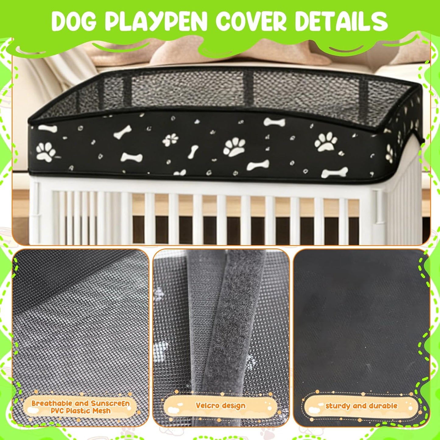 Durable fabric detail of LynxLink dog kennel cover