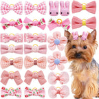 Mruq Pet light pink small dog hair bows set front view