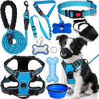 No Pull Dog Harness Adjustable Collar & Leash Set - Dog Halter Harnesses Collapsible Bowls & Poop Bag Dispenser Muzzle ID Tags Toys Fits Small Medium Large Dogs (Pink-M) - Image 9