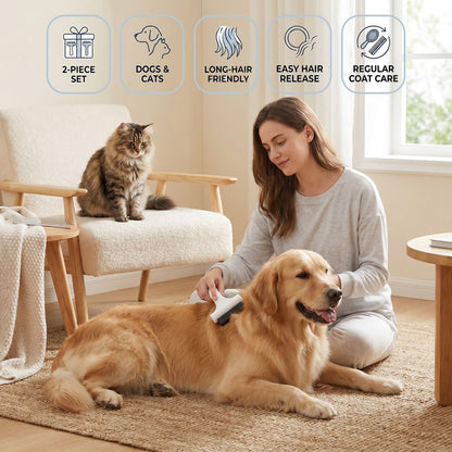 Generico cat detangling comb removing loose undercoat fur efficiently