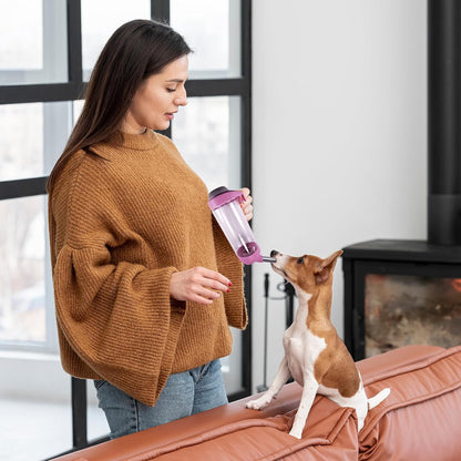 No mess hanging pet drinker demonstrating the vacuum ball control leakproof seal.