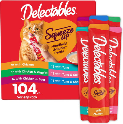Delectables Squeeze Up Variety Pack, Creamy Squeezable Puree, Lickable Wet Cat Treats, Grain Free, No Added Fillers, No by-Products, No Added Preservatives, 0.5 Ounces Tube, 72 Tubes Total - Image 14