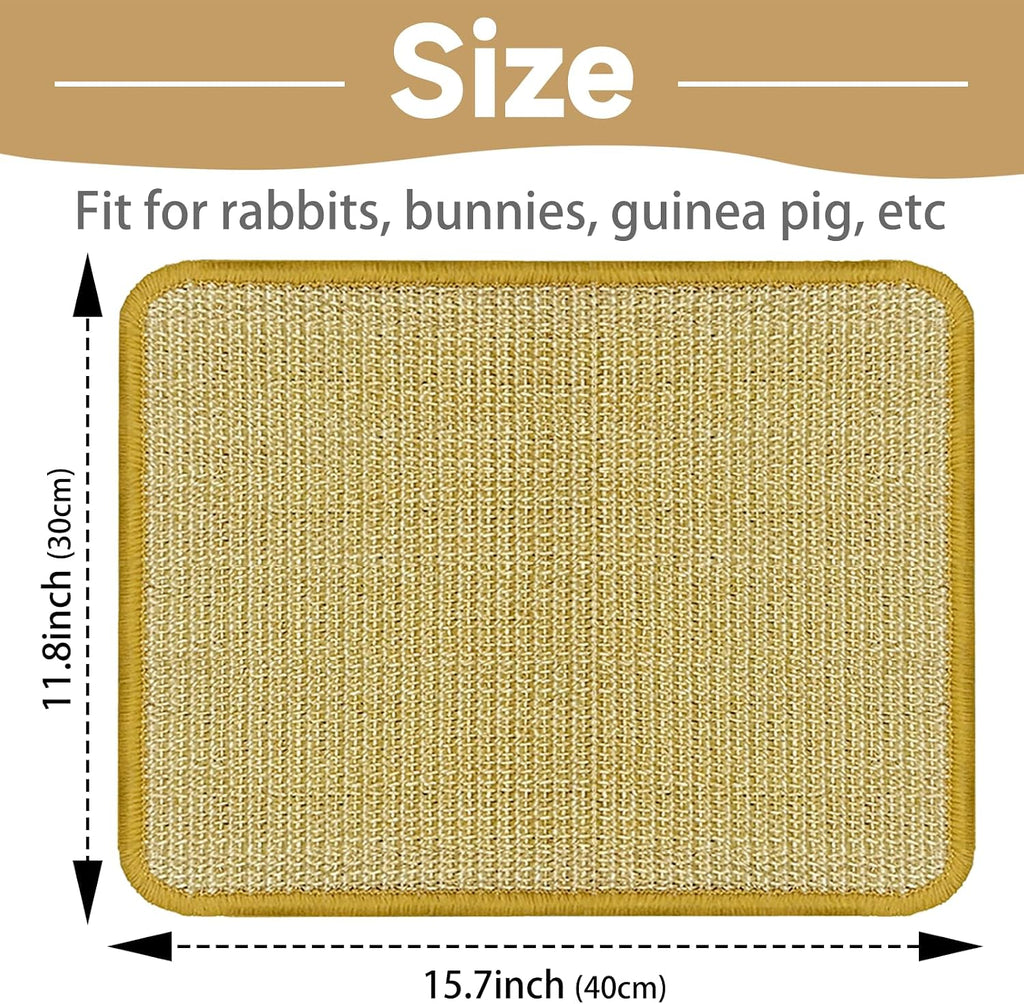 Two pack of DYAUS sisal bunny mats placed inside an indoor small animal cage