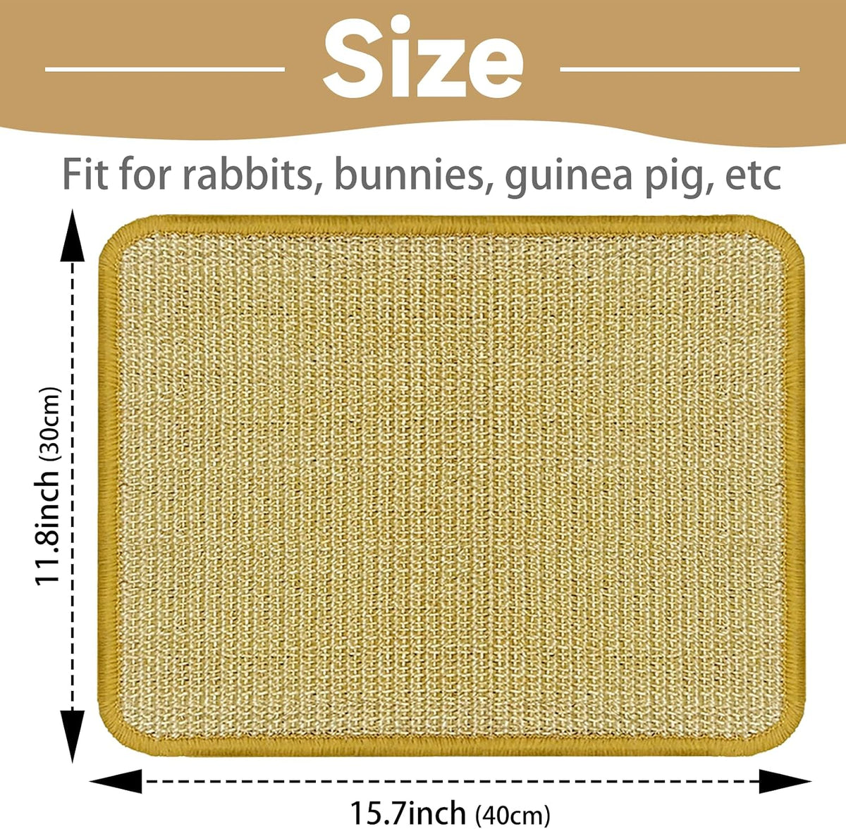 Two pack of DYAUS sisal bunny mats placed inside an indoor small animal cage
