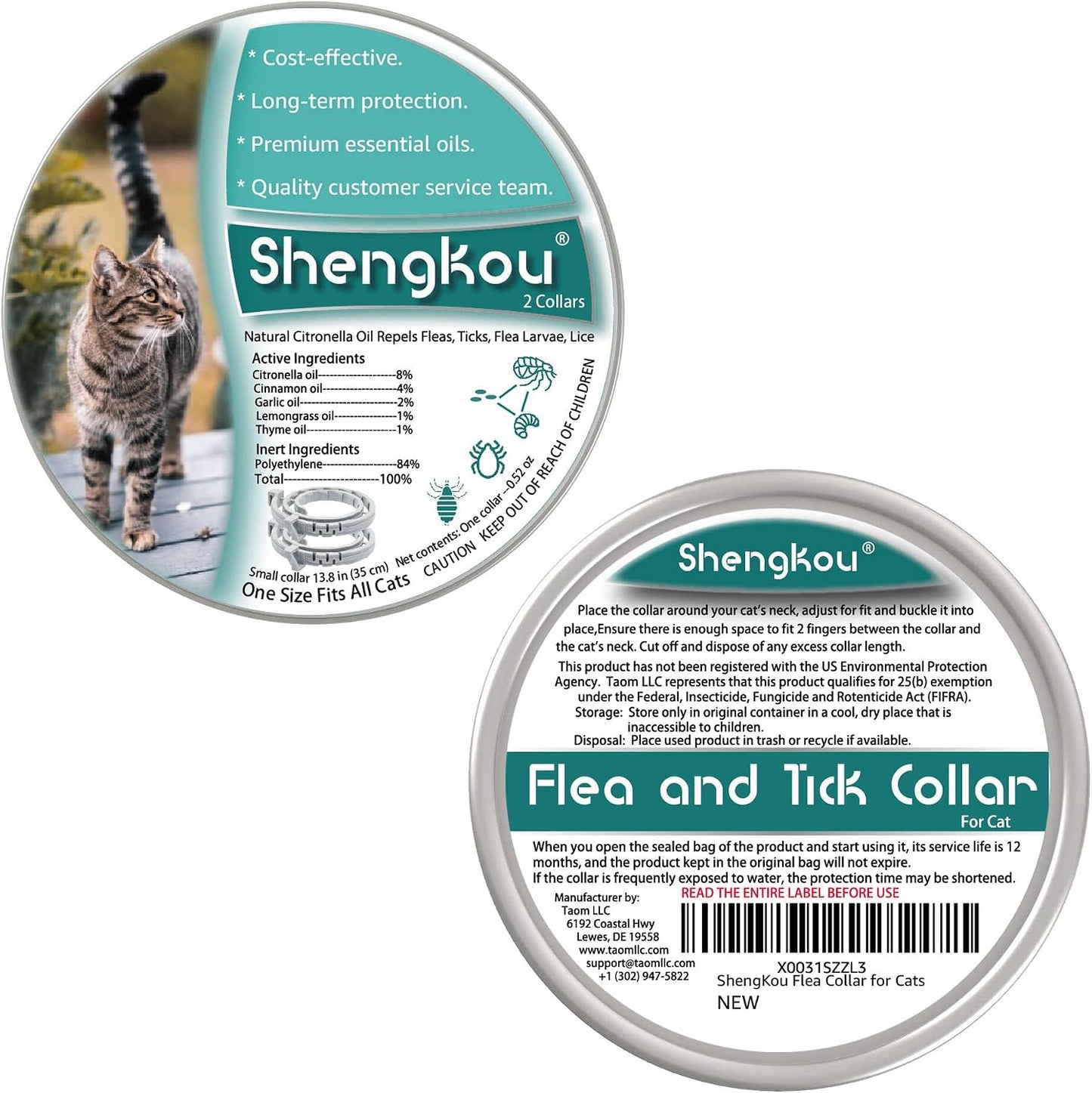 Instructional diagram for fitting cat flea collar