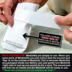PawFlex Medimitt showing the internal wound pad surface