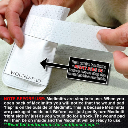 PawFlex Medimitt showing the internal wound pad surface