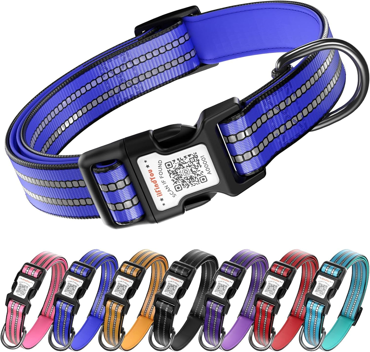 Reflective Dog Collar with QR Code Tag, Personalized Dog Collar, Safety Night Visibility, Anti-Loss Function (Pink-02, Large) - Image 13