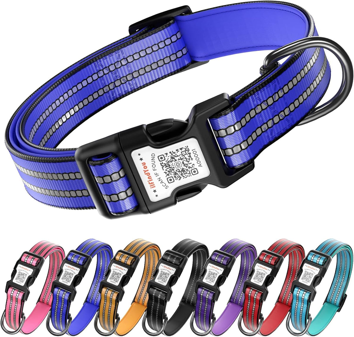 Reflective Dog Collar with QR Code Tag, Personalized Dog Collar, Safety Night Visibility, Anti-Loss Function (Pink-02, Large) - Image 13
