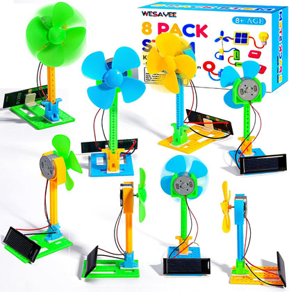 WESAYEE bulk STEM kits solar powered fans retail box front view showing educational science toys