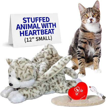 Pet Fit For Life Stuffed Animal for Cats front view showing the 16-inch grey plush kitty soother.