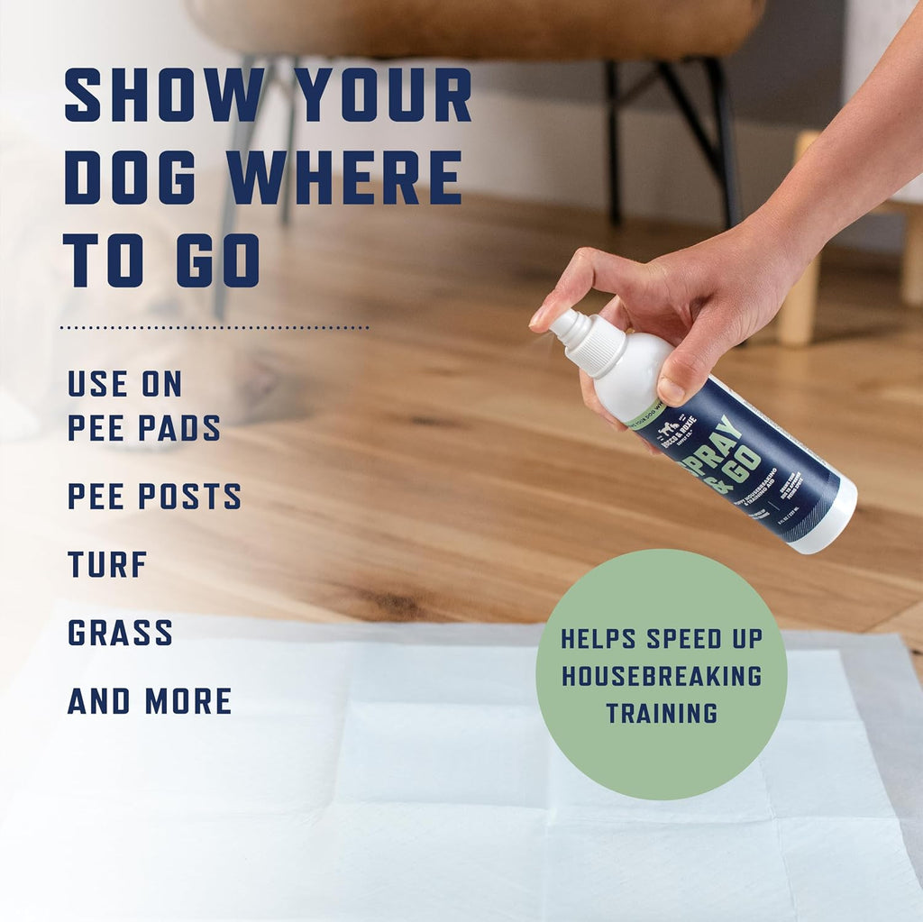 Puppy training spray application on indoor pee pad