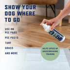 Puppy training spray application on indoor pee pad