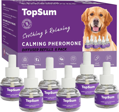 TopSum Calming Diffuser for Dog: Dog Pheromones Calming Diffuser Plug for Stress, Barking, Chewing, Pee Accidents & Separation Behaviors (Purple- 3 Diffusers + 3 Refills) - Image 9