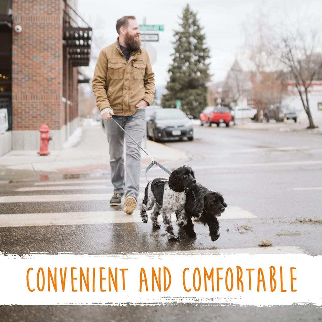 Reflective twin dog walking lead for small and large breeds.