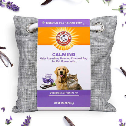 Back of the Arm And Hammer air purifying bag with instructions