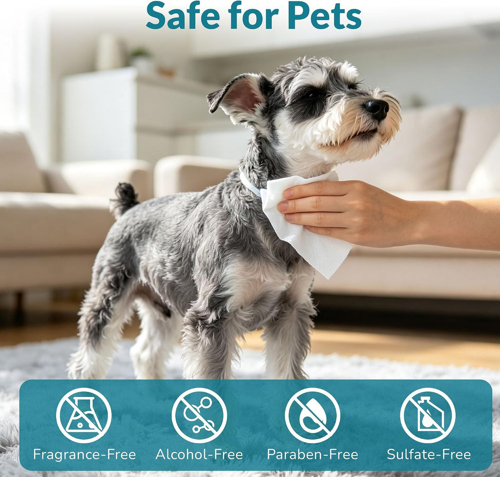 Natural ingredient dog paw wipes with aloe vera and vitamin E