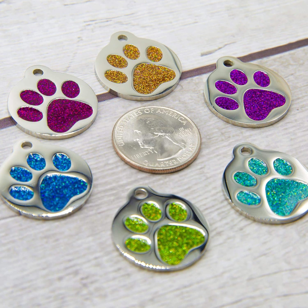 PetANTastic personalized stainless steel pet ID tag in Ocean Blue color