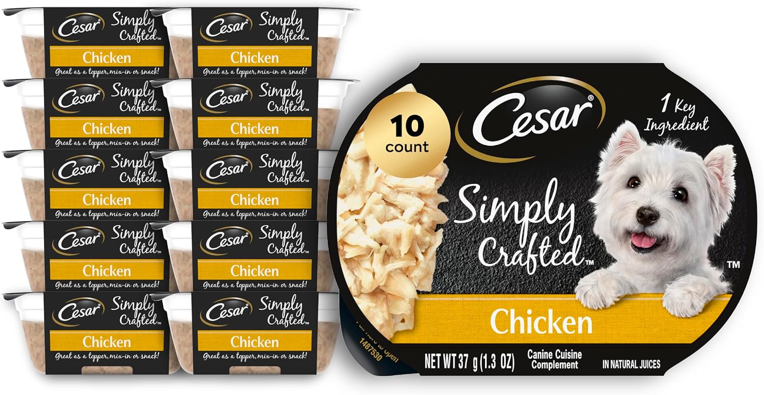 Cesar Simply Crafted Adult Wet Dog Food Toppers for Dry Food, Chicken, 1.3 oz Tubs, 24 Count - Image 9