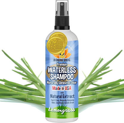 Natural ingredient highlights on Bodhi Dog shampoo bottle