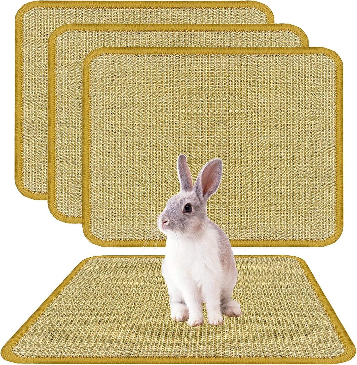 DYAUS Rabbit Scratching Pad, Sisal Bunny Scratch Pad, Natural Rabbit Foraging Mats for Cages, Indoor Bunny Toys Accessories for Bedding Biting Sleeping Resting (2PCS, 16x12in) - Image 9