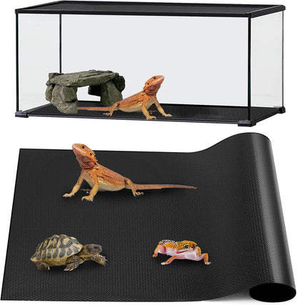 Bearded Dragon Tank Accessories, Reptile Mat, Reptile Terrarium Substrate Liner for Leopard Gecko, Lizard, Snake, Tortoise, Iguana Non-Adhesive Reptile Flooring (18"x36" Black) - Image 9
