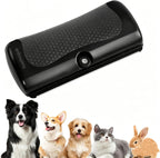 Gicctyble pet deshedding brush front view showcasing black textured handle and precision grooming edge.