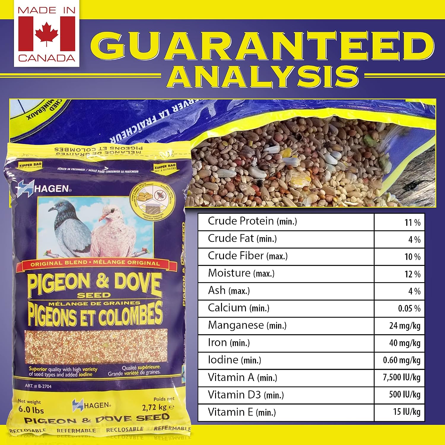 Resealable bag feature of Hagen Pigeon and Dove bird food