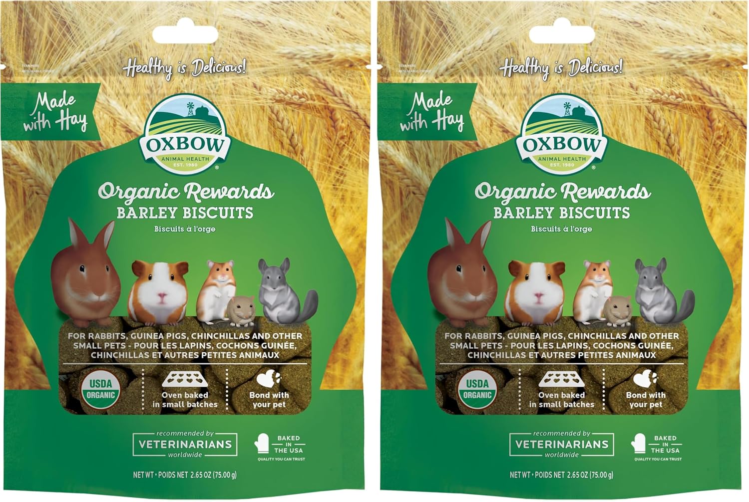 Oxbow Organic Barley Biscuits, Rabbit & Guinea Pig Treats, Organic Hamster & Bunny Treats with Barley, Apple & Carrot, Made in USA, Small Pet Supplies, 2.65 oz Bag - Image 11