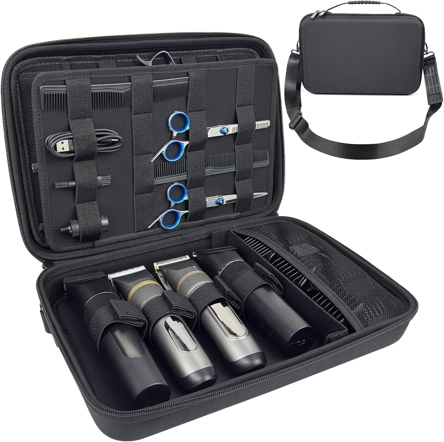 Neehows barber bag hard travel case front view showcasing sleek black exterior layout
