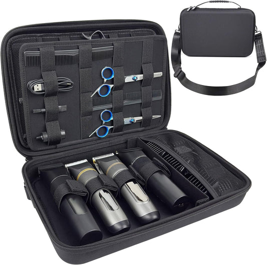 Neehows barber bag hard travel case front view showcasing sleek black exterior layout