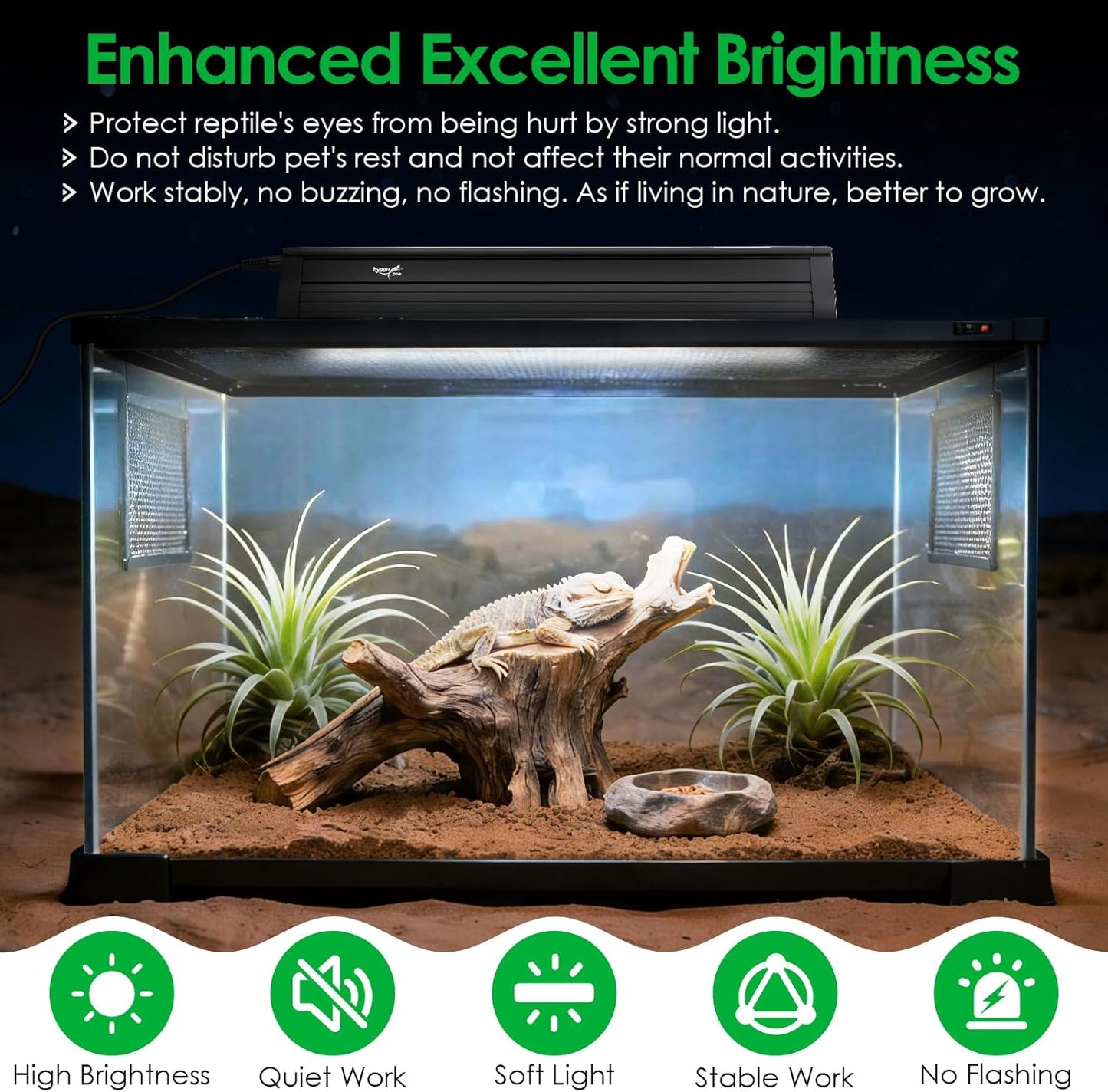 Hygger Zoo twelve inch UVB light bar being mounted above a desert reptile enclosure screen mesh top.