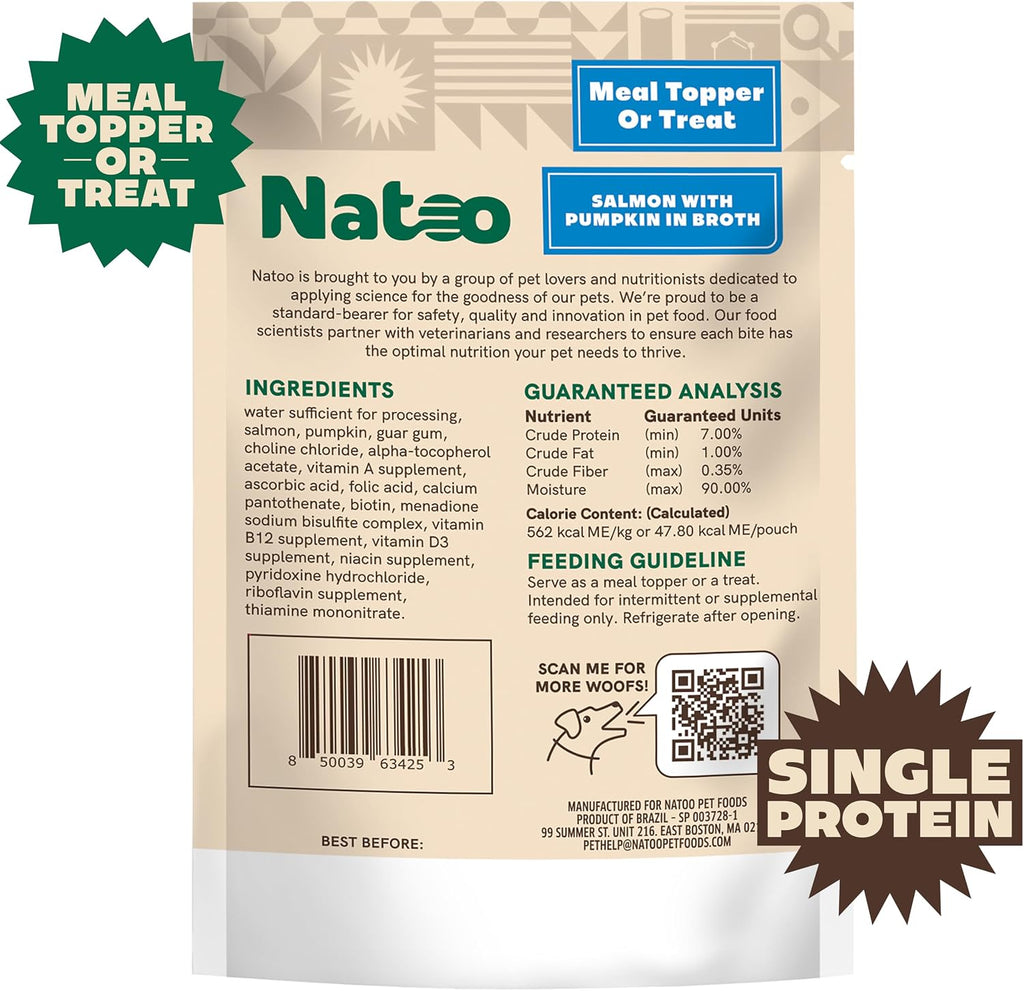 NATOO easily digestible dog food seasoning packaging highlighting the sustainable solar powered kitchen origin.