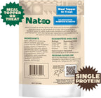 NATOO easily digestible dog food seasoning packaging highlighting the sustainable solar powered kitchen origin.