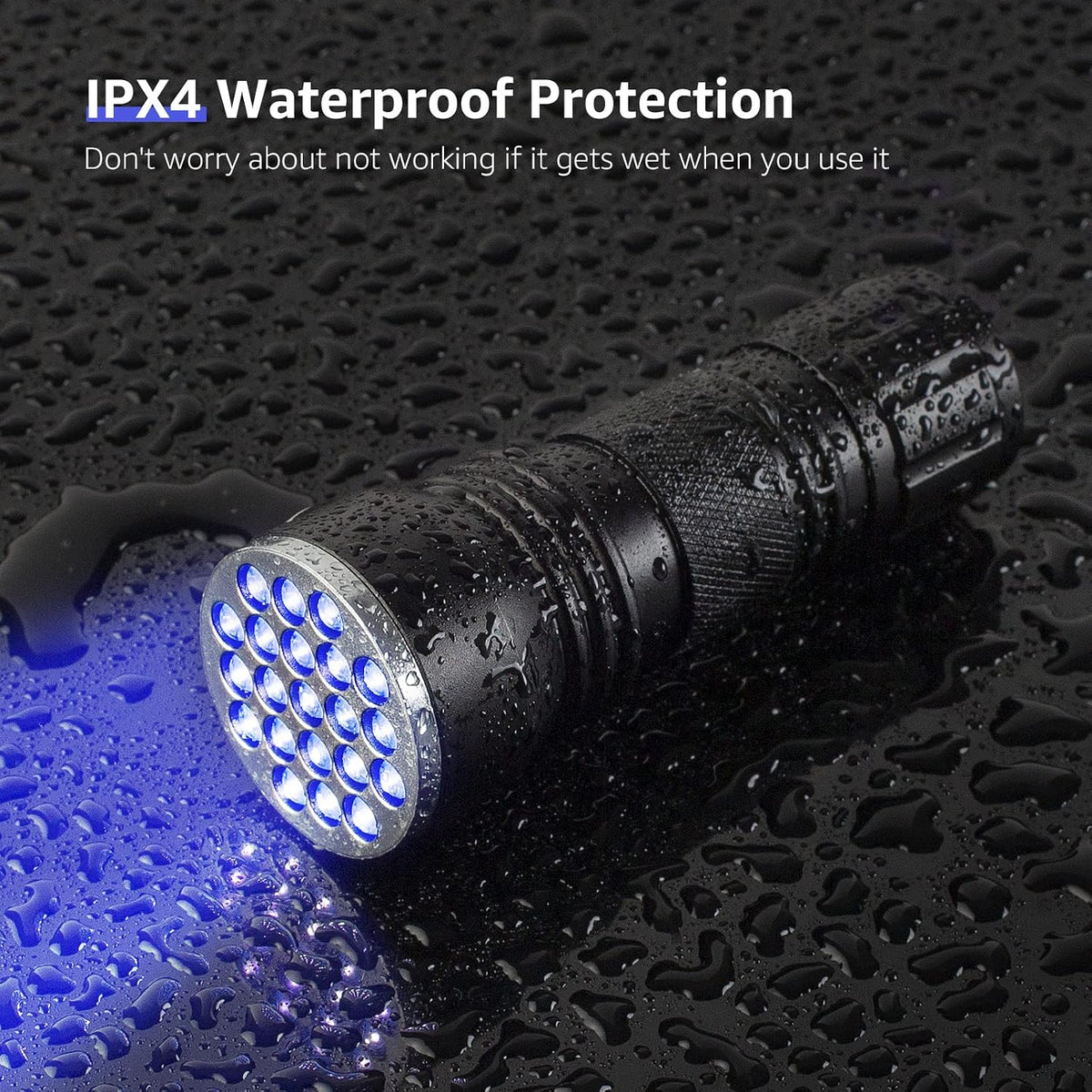 Lighting EVER UV detector torch demonstrating its heavy duty shockproof build.