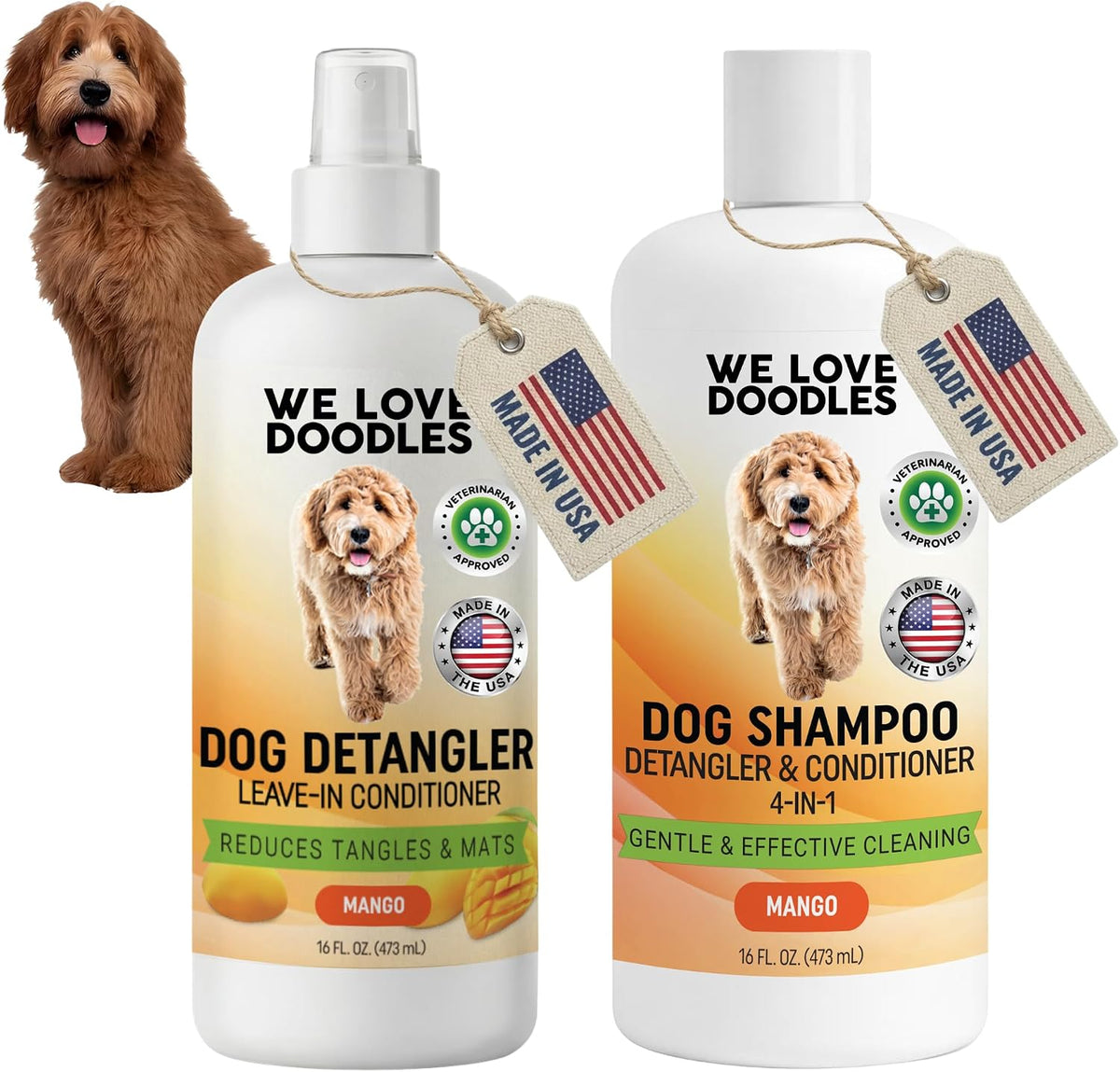 Dog Shampoo, Conditioner & Detangler - Best Shampoo for Goldendoodles, Poodles & Doodles Pet Hair - Hypoallergenic, Tearless, Sensitive Skin for Puppies & All Dog Breeds - Made in USA, 16OZ (Lavender) - Image 10