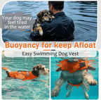 Premium Oxford cloth texture on the high-visibility DENTRUN dog life jacket.