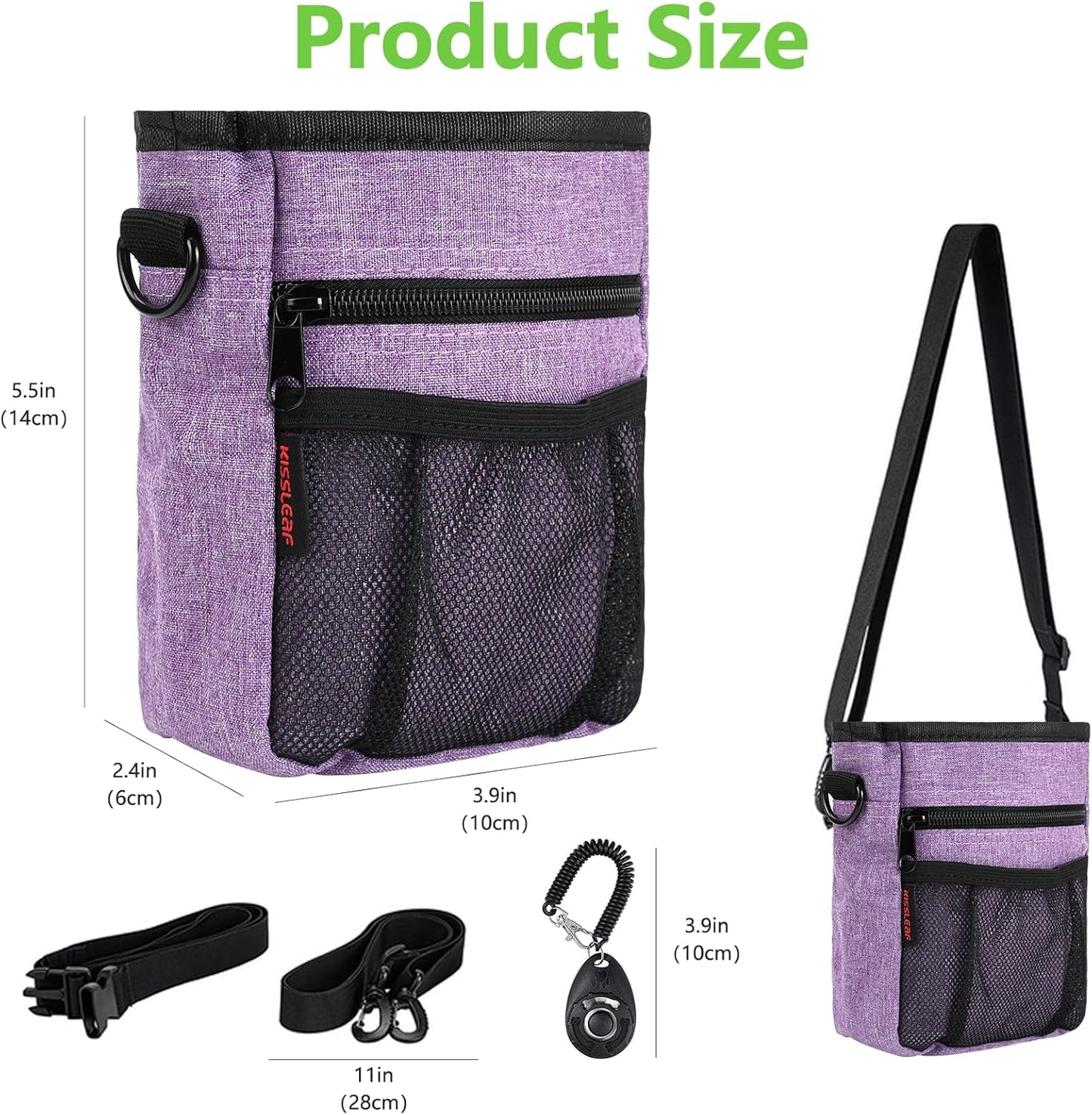 Kissleaf training pouch exterior built in poop bag dispenser
