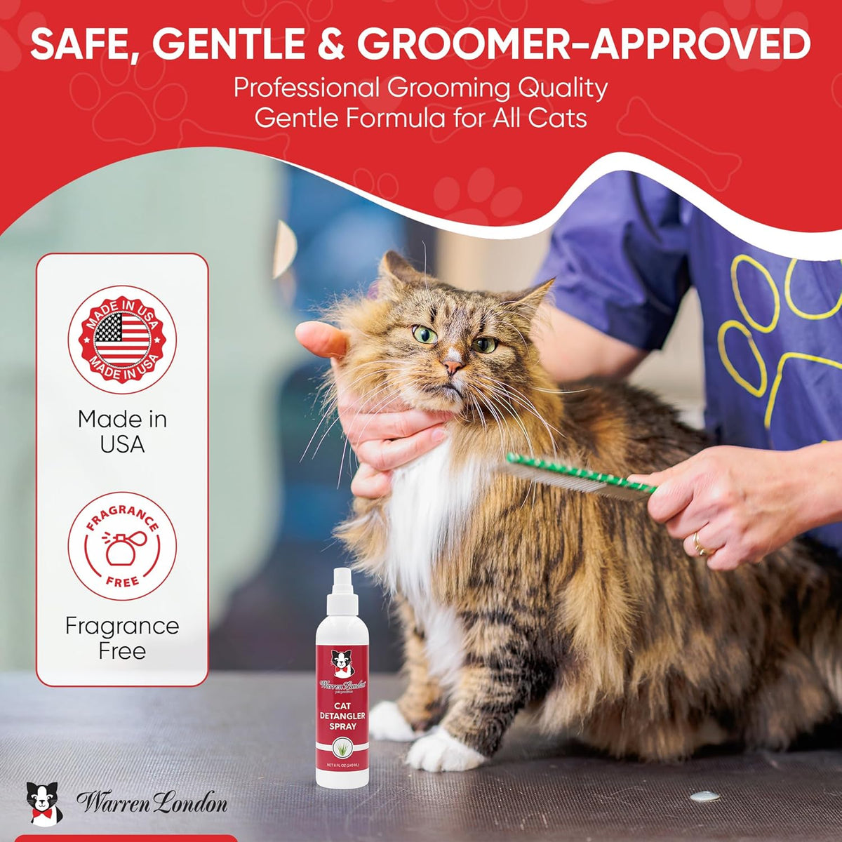 Warren London professional groomer cat conditioner application