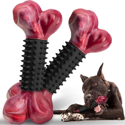 Tough Dog Toys for Aggressive Chewers: Beef Flavored Long Lasting Dog Bones for Large Dogs, Indestructible Dog Chew Toys to Keep Them Busy, Large Dog Toys for Medium & Large Breed, Red - Image 12