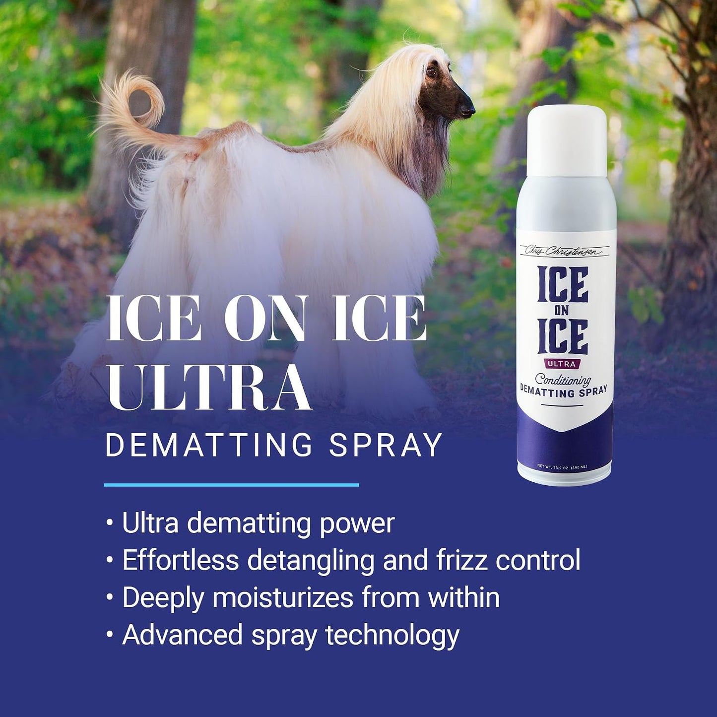 Back label of Chris Christensen pet conditioner showing usage instructions