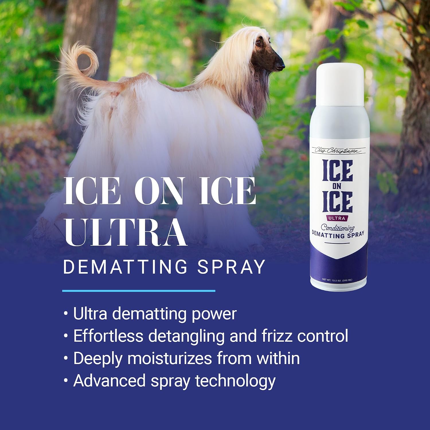 Back label of Chris Christensen pet conditioner showing usage instructions