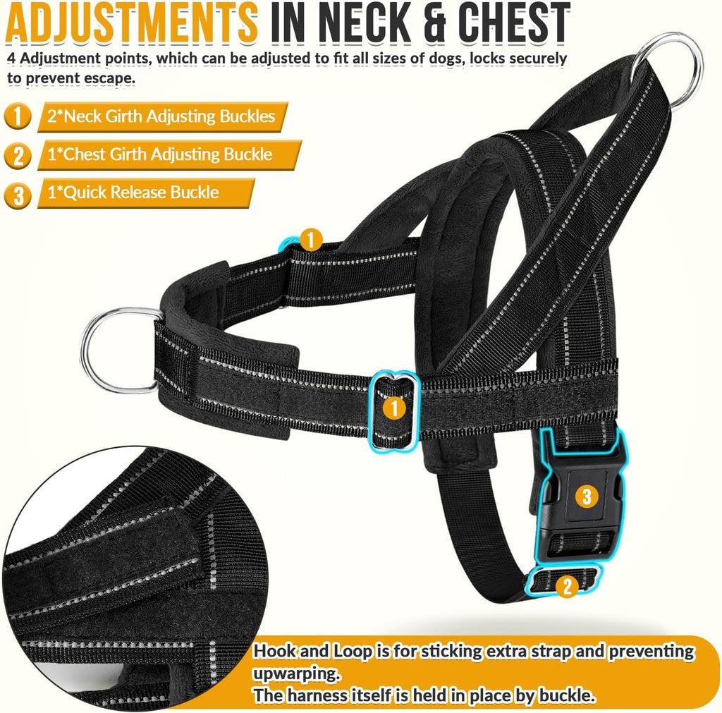 Side profile of the SlowTon medium large dog harness displaying the adjustable quick release belly buckle.