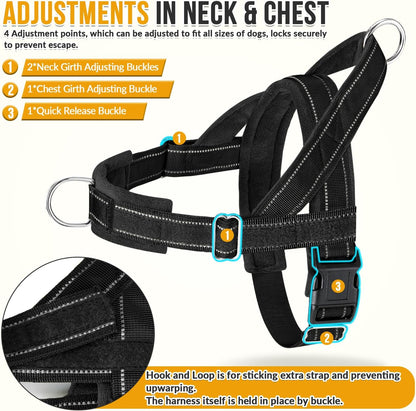 Side profile of the SlowTon medium large dog harness displaying the adjustable quick release belly buckle.