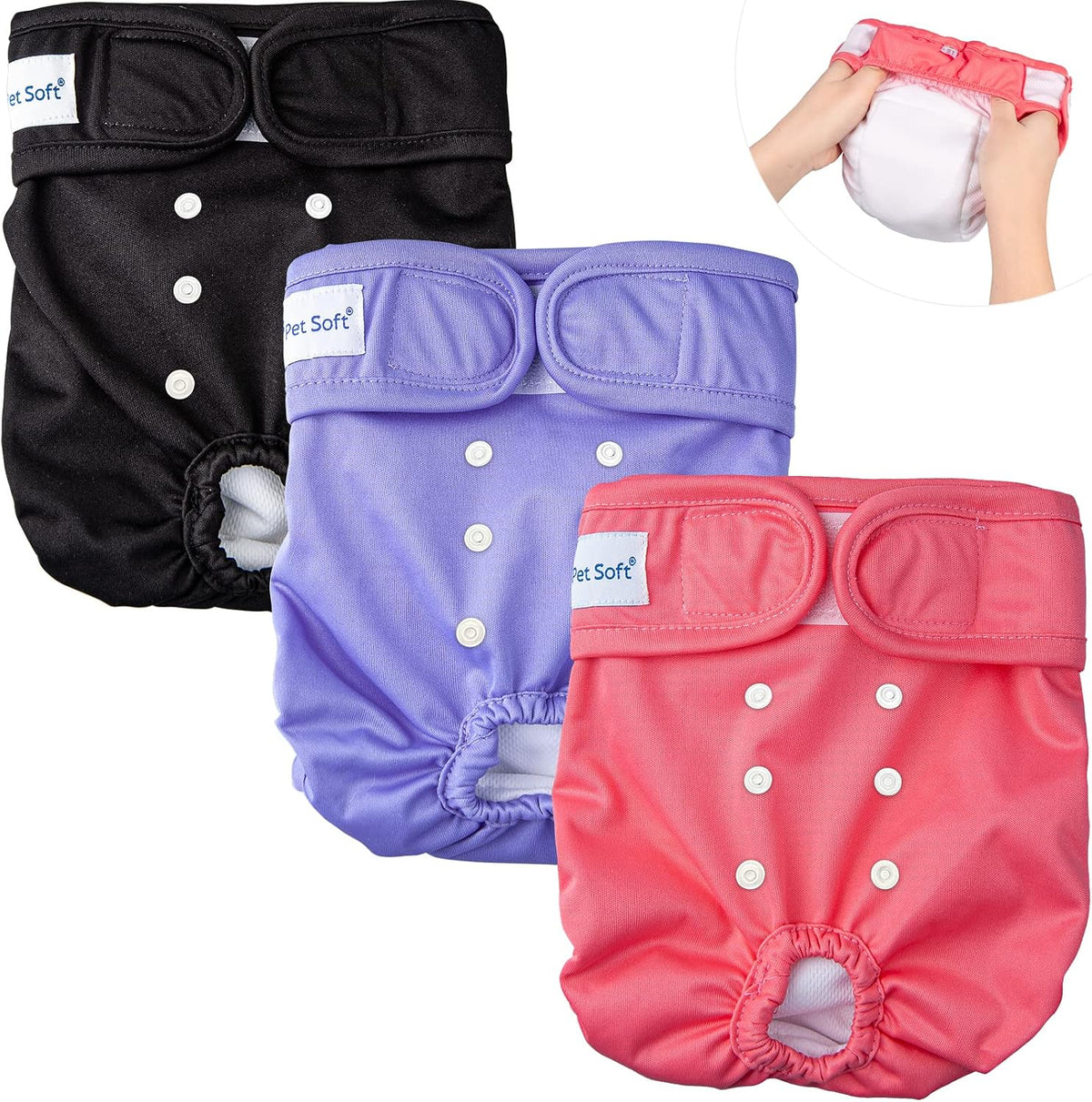 Pet Soft Washable Female Diapers (3 Pack) Female Dog Diapers, Comfort Reusable Doggy Diapers for Girl Dog in Period Heat (Bloom, XS) - Image 9