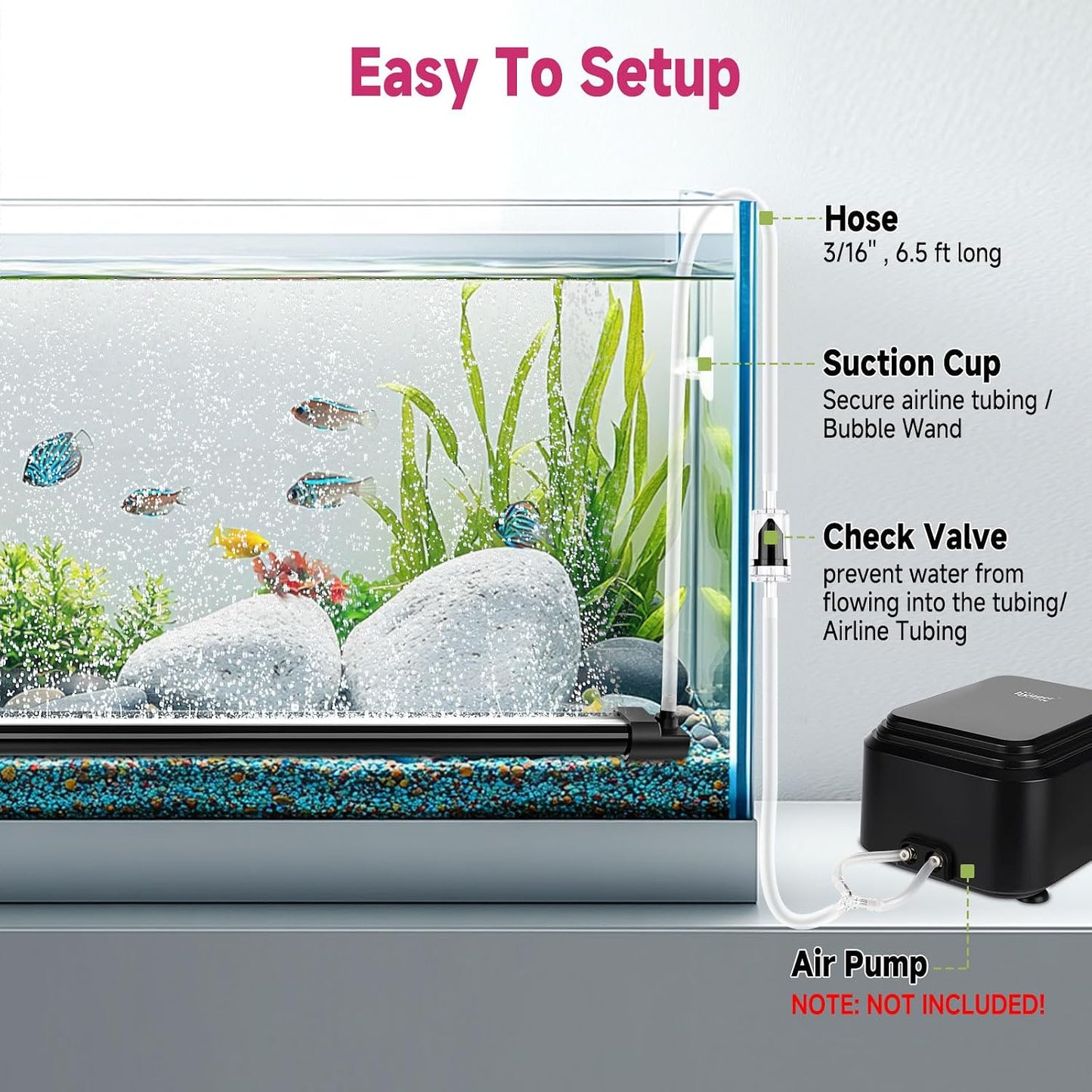 High dissolved oxygen bubbler kit with non return check valve.