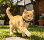 Dhgate reflective safety cat collar with removable golden bell laid out flat showing the 19 to 32 centimeters adjustment mechanism.